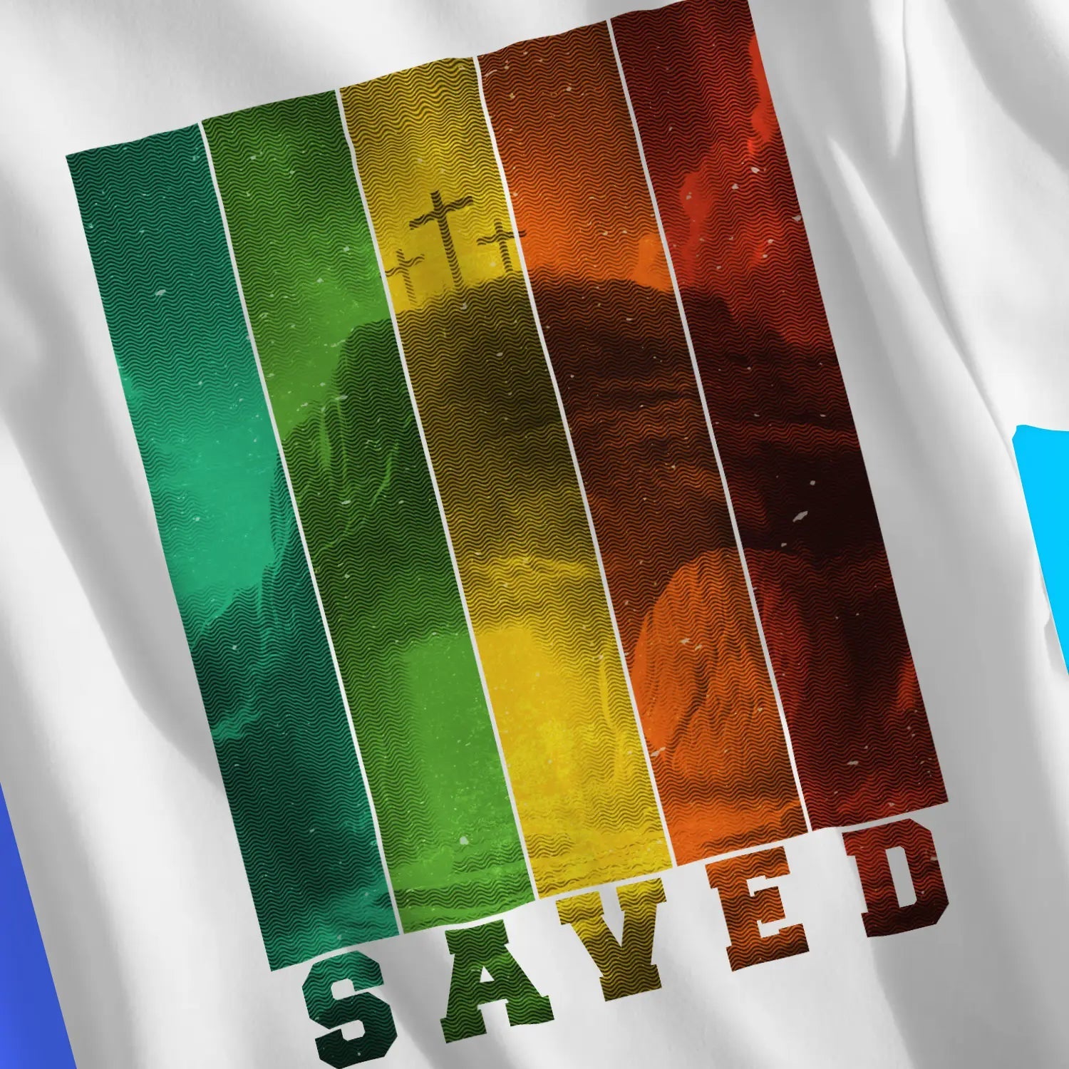SAVED (Stripes) – Unisex Christian T-Shirt designed by 3rd Day Christian Clothing.