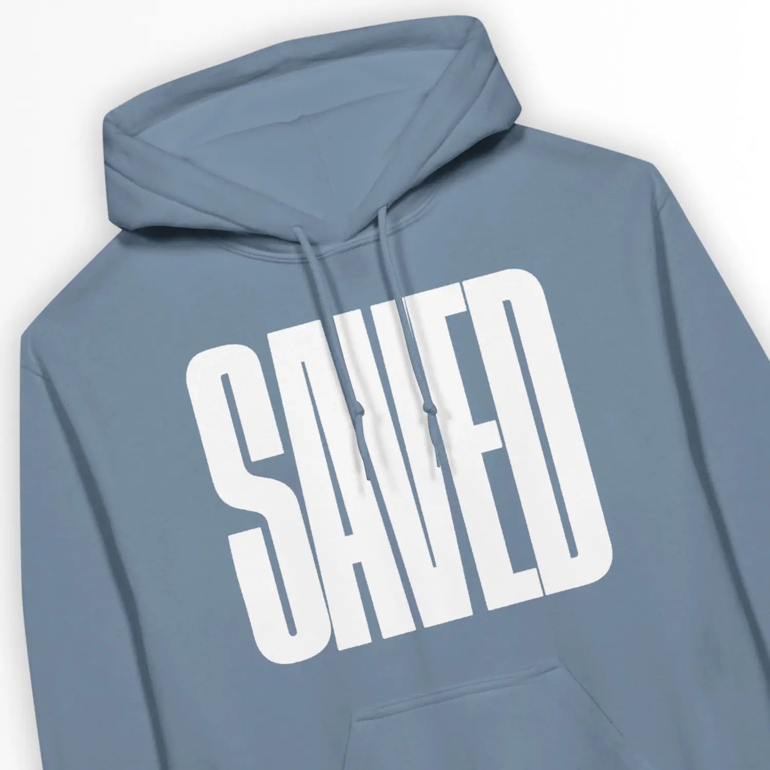 SAVED (BIG, Stone Blue) – Unisex Christian Hoodie designed by 3rd Day Christian Clothing.
