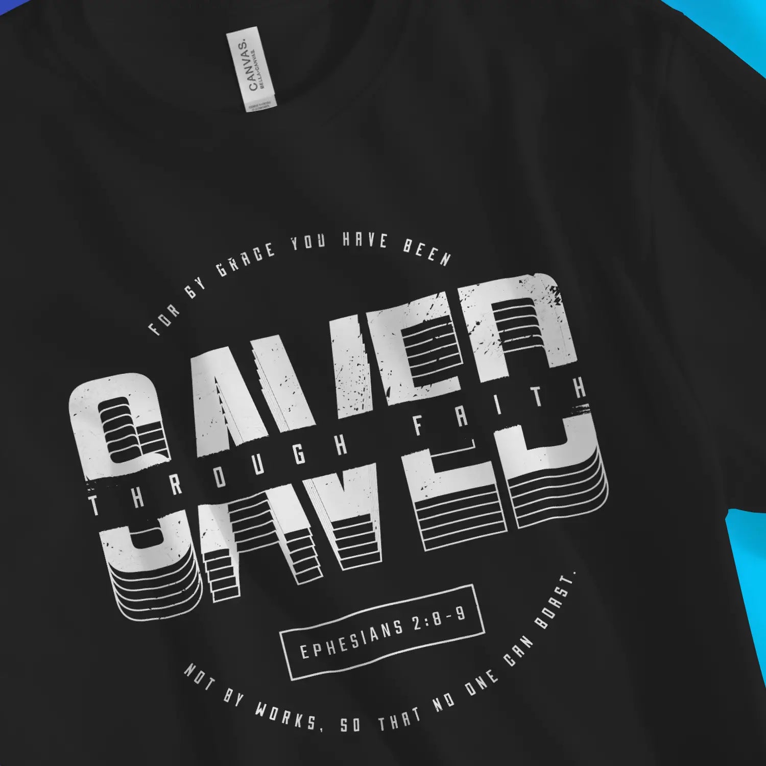Saved (Ephesians 2:8-9) 2.0 – Unisex Christian T-Shirt designed by 3rd Day Christian Clothing.