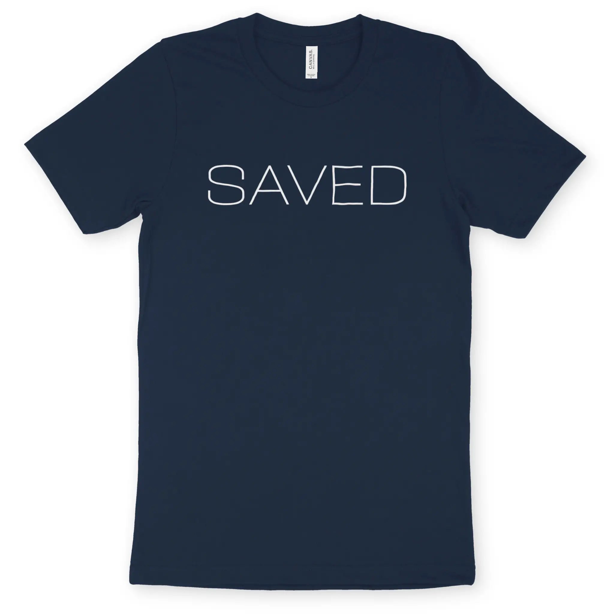 SAVED (minimal) – Unisex Christian T-Shirt designed by 3rd Day Christian Clothing.