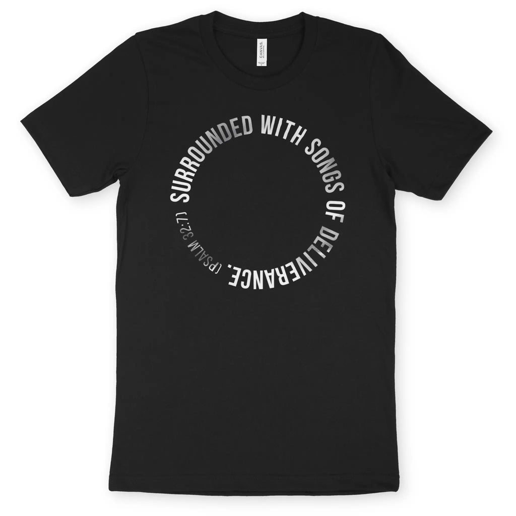 Surrounded (Psalm 32:7) – Unisex Christian T-Shirt designed by 3rd Day Christian Clothing.