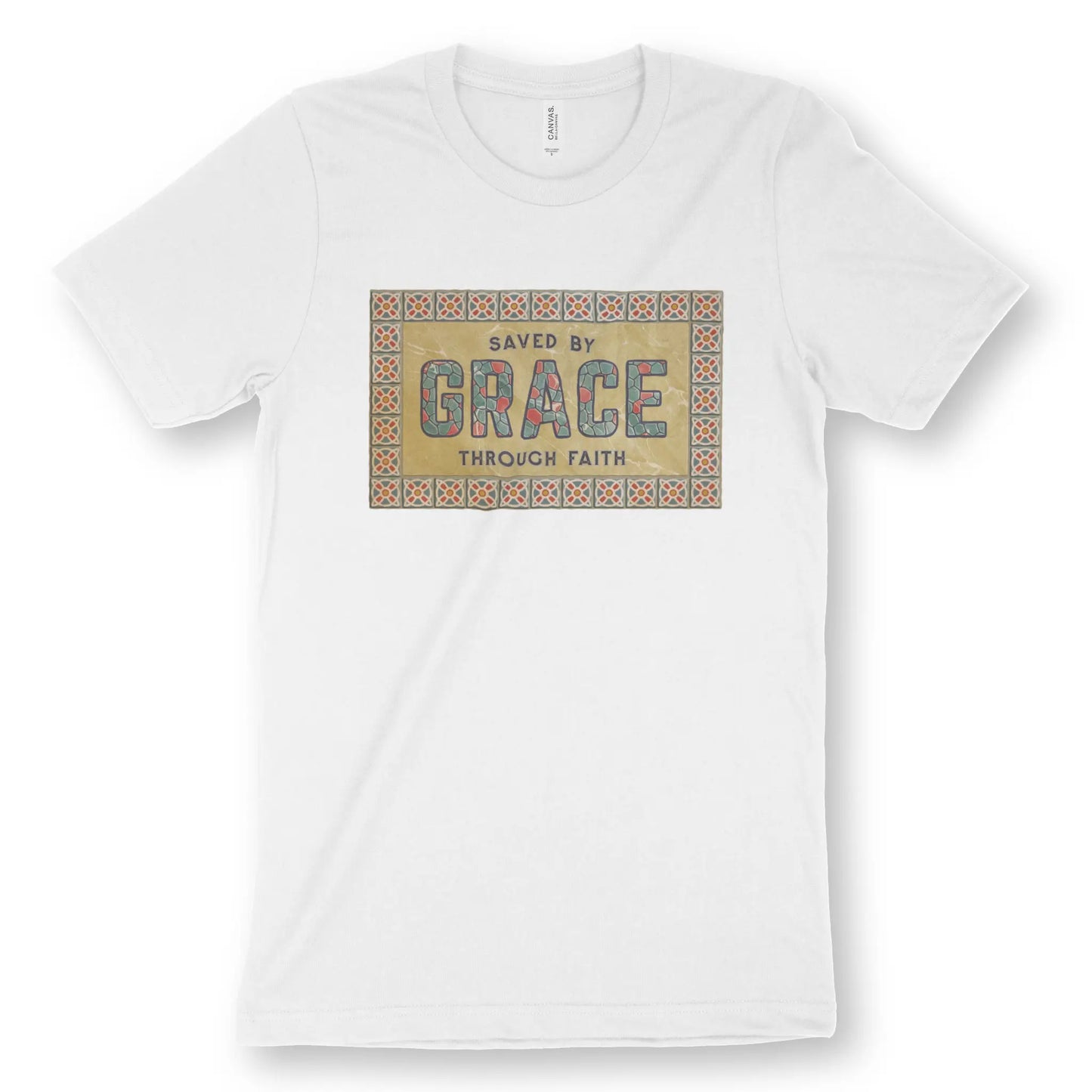 Saved By Grace (Mosaic) | Premium Unisex Christian T-Shirt designed by 3rd Day Christian Clothing.