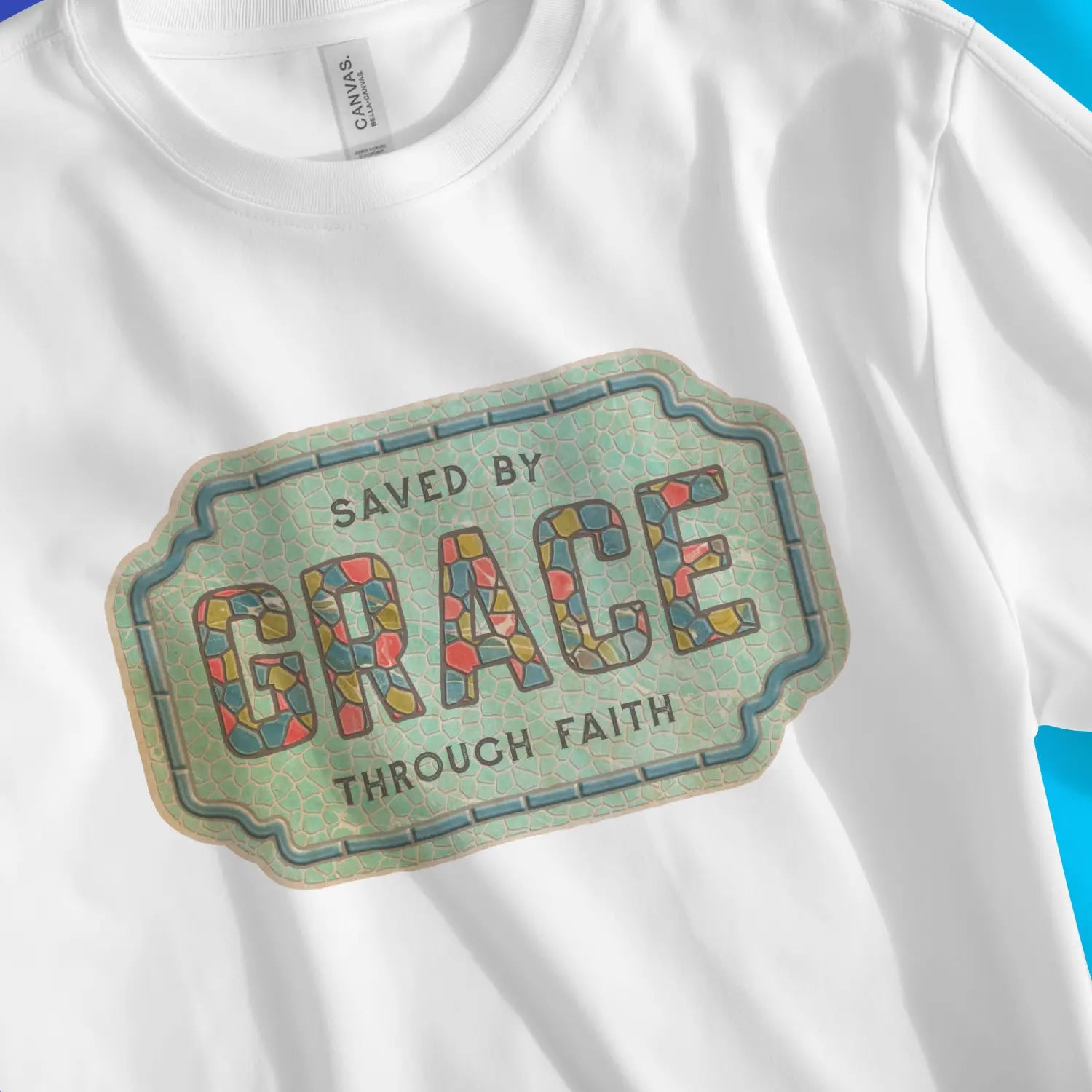 Saved By Grace (Mosaic) | Premium Unisex Christian T-Shirt designed by 3rd Day Christian Clothing.