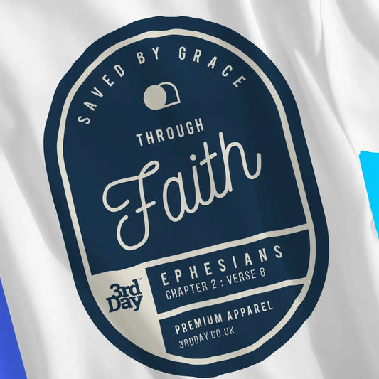 Saved By Grace Through Faith | Premium Unisex Christian T-Shirt designed by 3rd Day Christian Clothing.