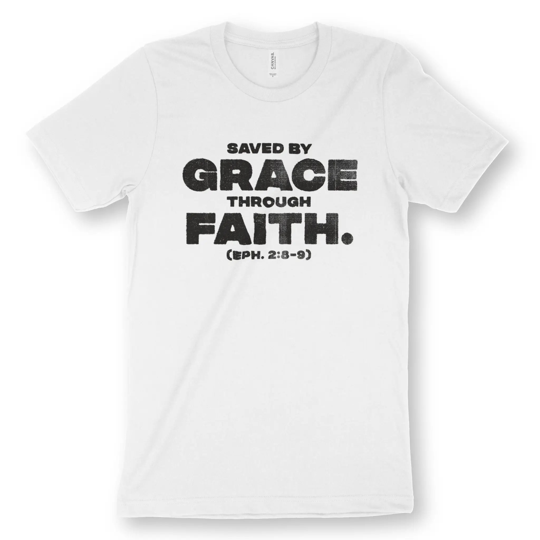 Saved By Grace Through Faith (Ink) – Unisex Christian T-Shirt designed by 3rd Day Christian Clothing.