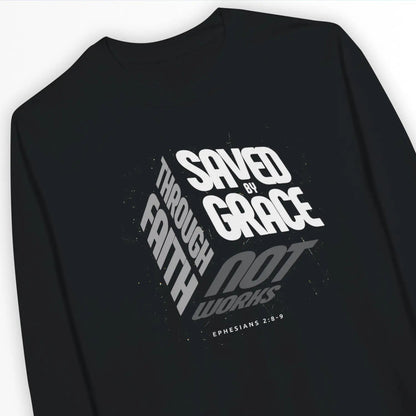 Saved By Grace (3D Cube) 2.0 | Premium Unisex Christian Sweatshirt designed by 3rd Day Christian Clothing.