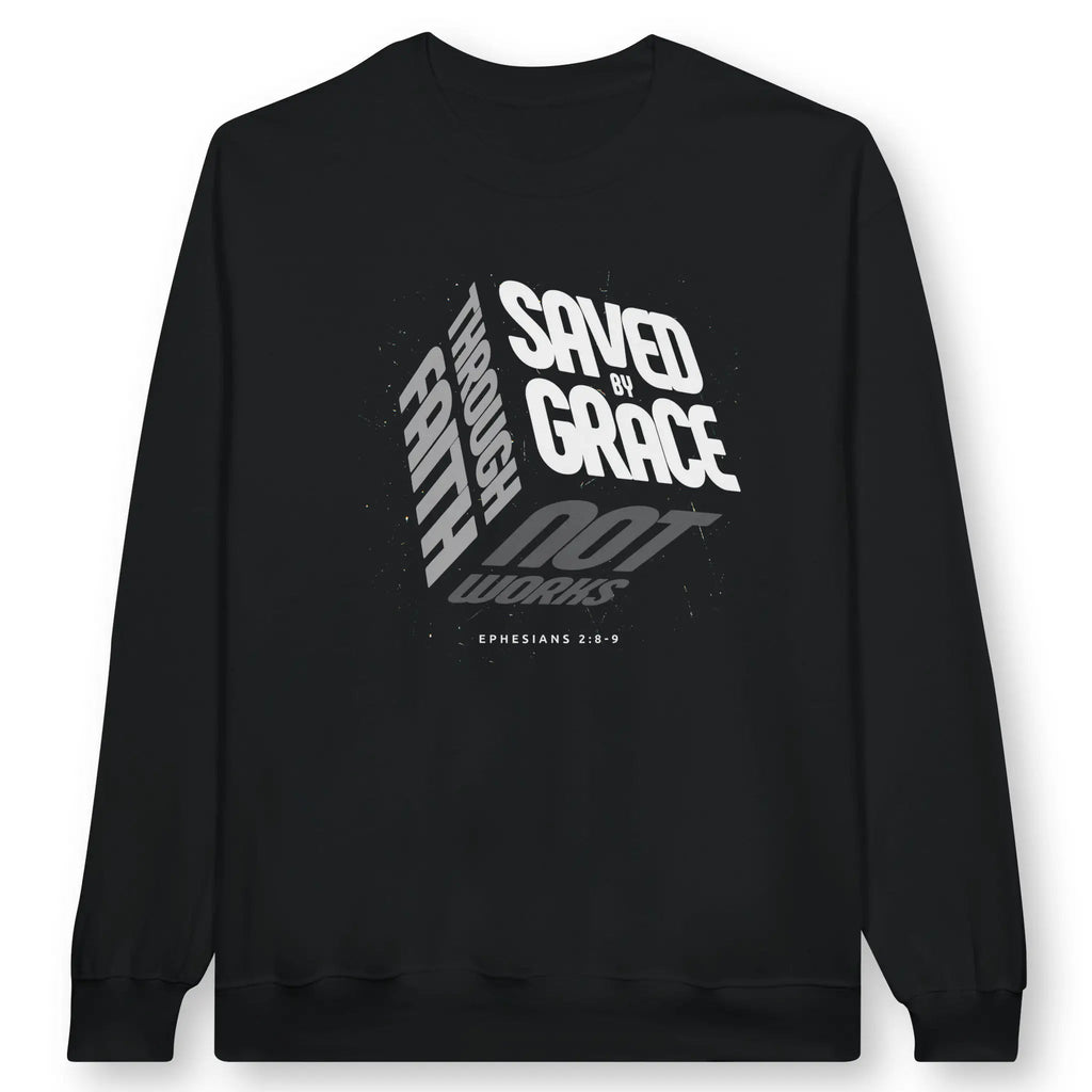 Saved By Grace (3D Cube) 2.0 – Unisex Christian Sweatshirt designed by 3rd Day Christian Clothing.