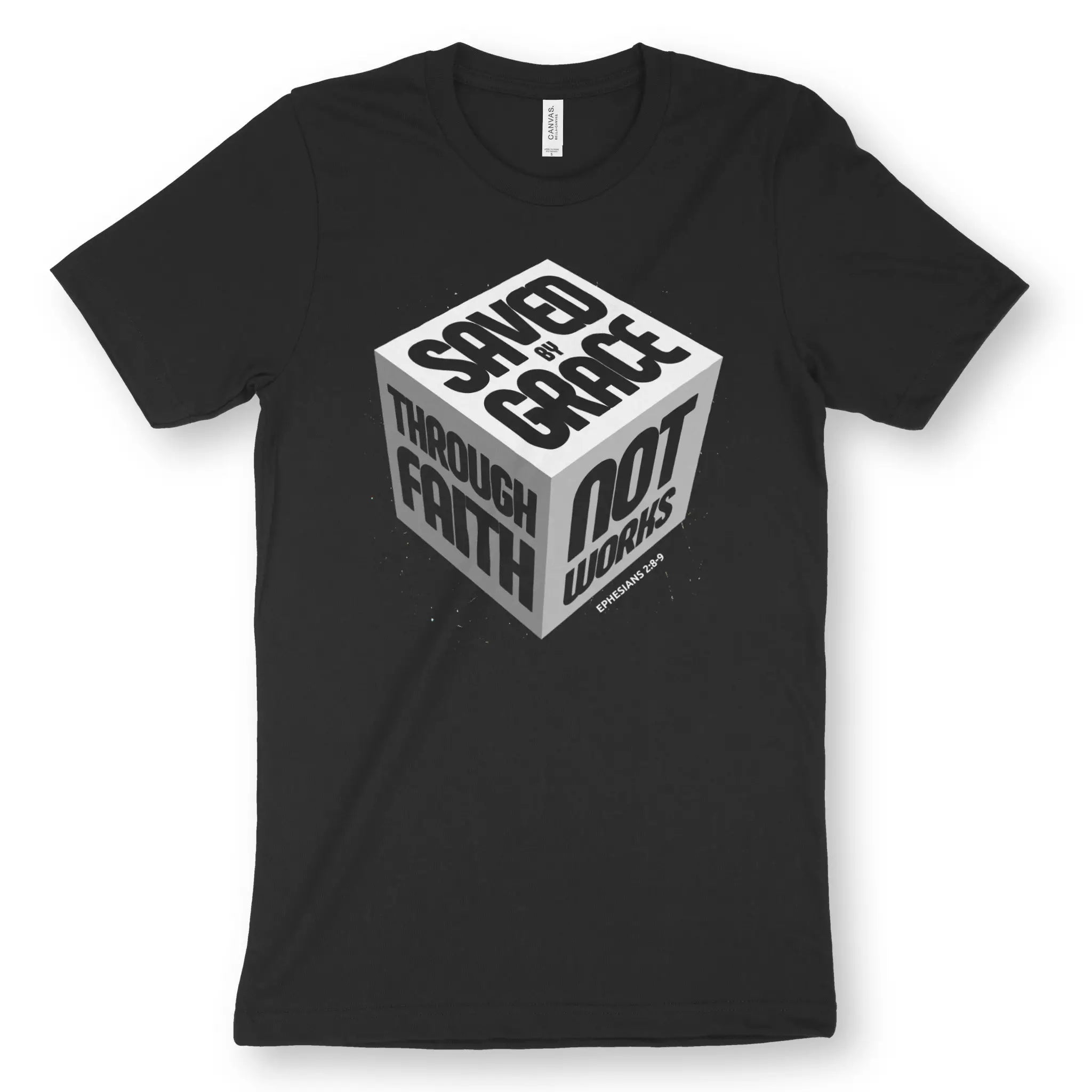 Saved By Grace (3D Cube) 2.0 – Unisex Christian T-Shirt designed by 3rd Day Christian Clothing.