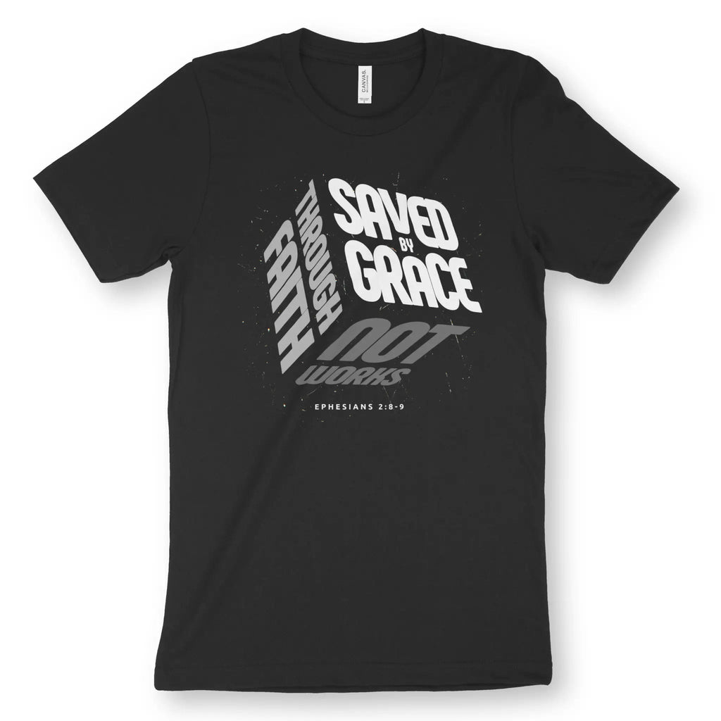 Saved By Grace (3D Cube) 3.0 – Unisex Christian T-Shirt designed by 3rd Day Christian Clothing.