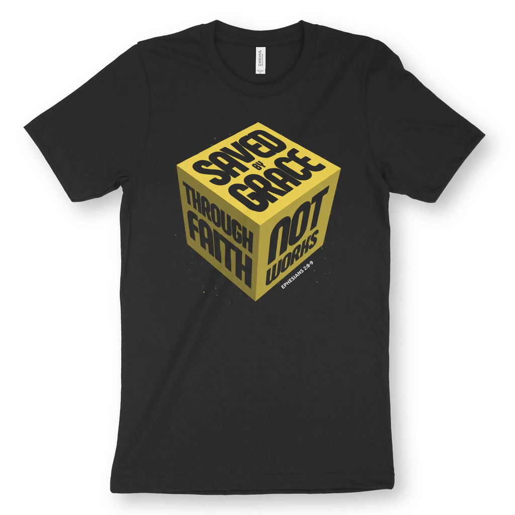 Saved By Grace (3D Cube) 4.0 – Unisex Christian T-Shirt designed by 3rd Day Christian Clothing.