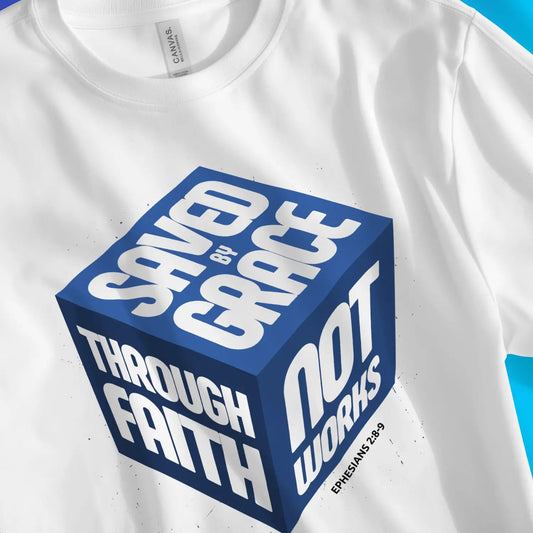 Saved By Grace (3D Cube) 5.0 | Premium Unisex Christian T-Shirt designed by 3rd Day Christian Clothing.