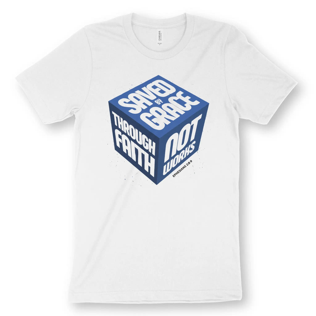 Saved By Grace (3D Cube) 5.0 – Unisex Christian T-Shirt designed by 3rd Day Christian Clothing.