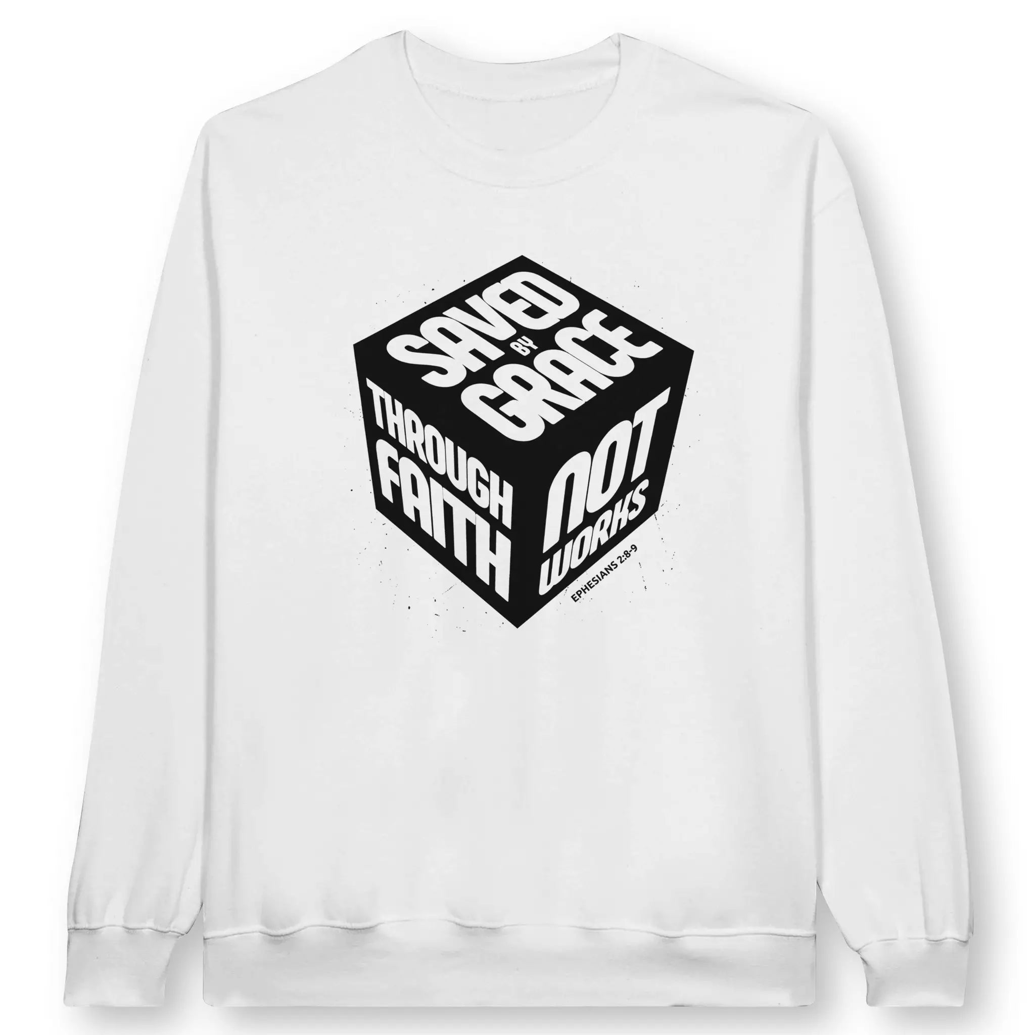 Saved By Grace (3D Cube) – Unisex Christian Sweatshirt designed by 3rd Day Christian Clothing.