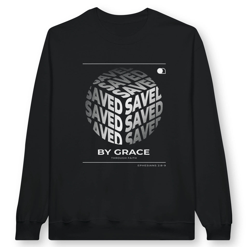 Saved By Grace (Cube) – Unisex Christian Sweatshirt designed by 3rd Day Christian Clothing.