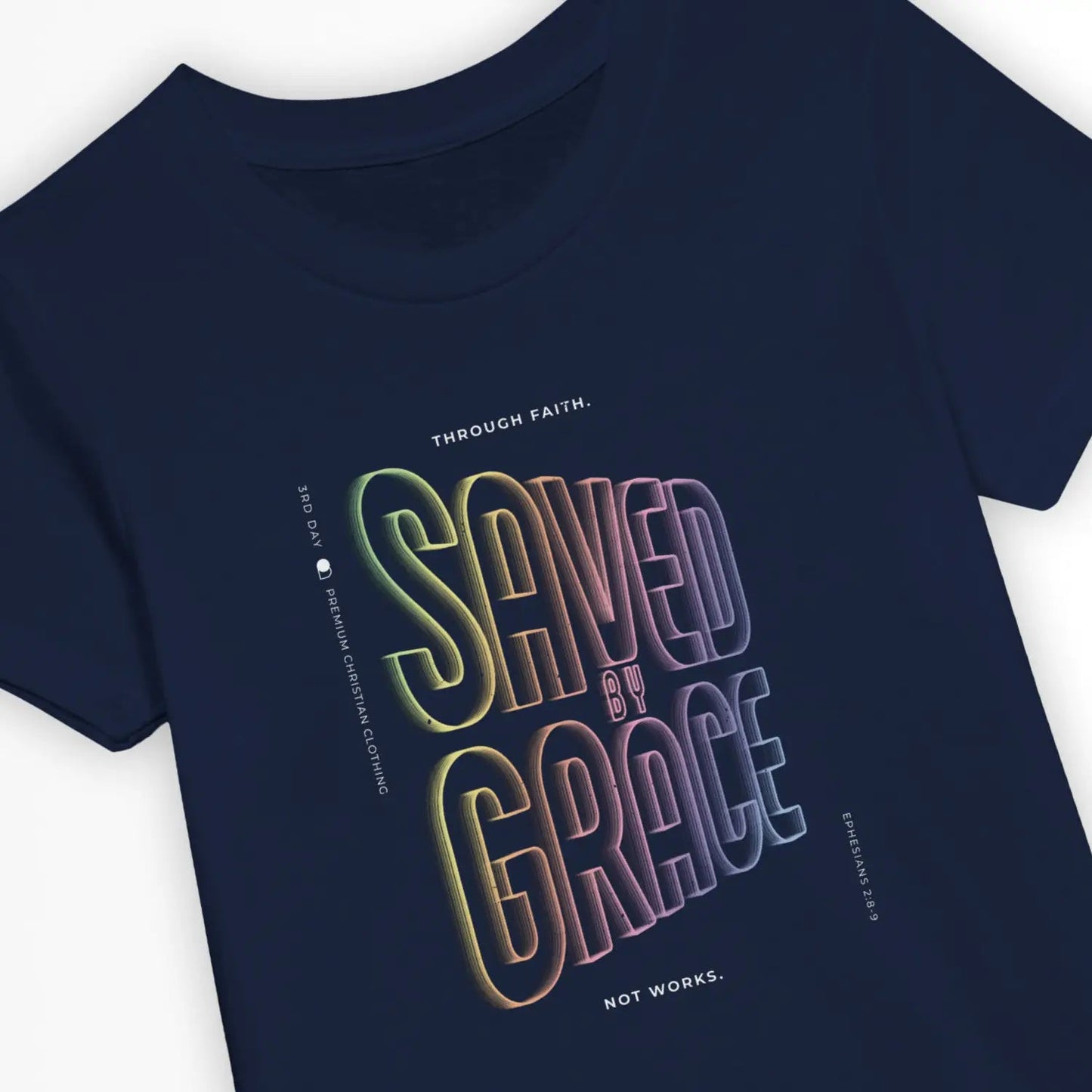 Saved By Grace (Neon Echo) 2.0 | Premium Kids' Christian T-Shirt designed by 3rd Day Christian Clothing.