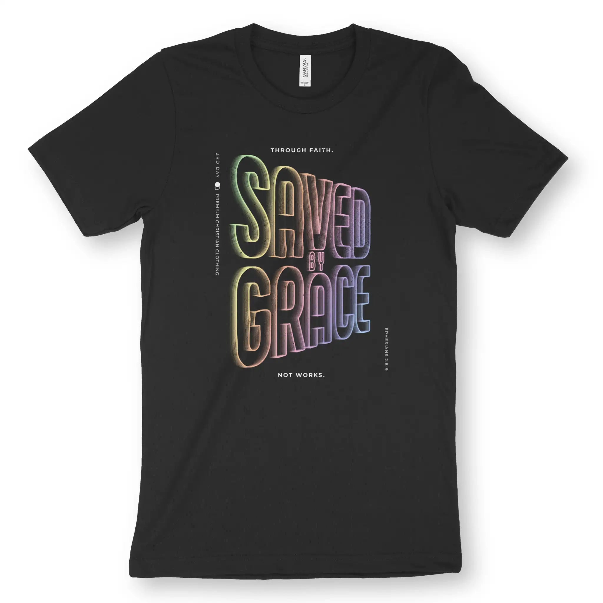Saved By Grace (Neon Echo) 2.0 – Unisex Christian T-Shirt designed by 3rd Day Christian Clothing.