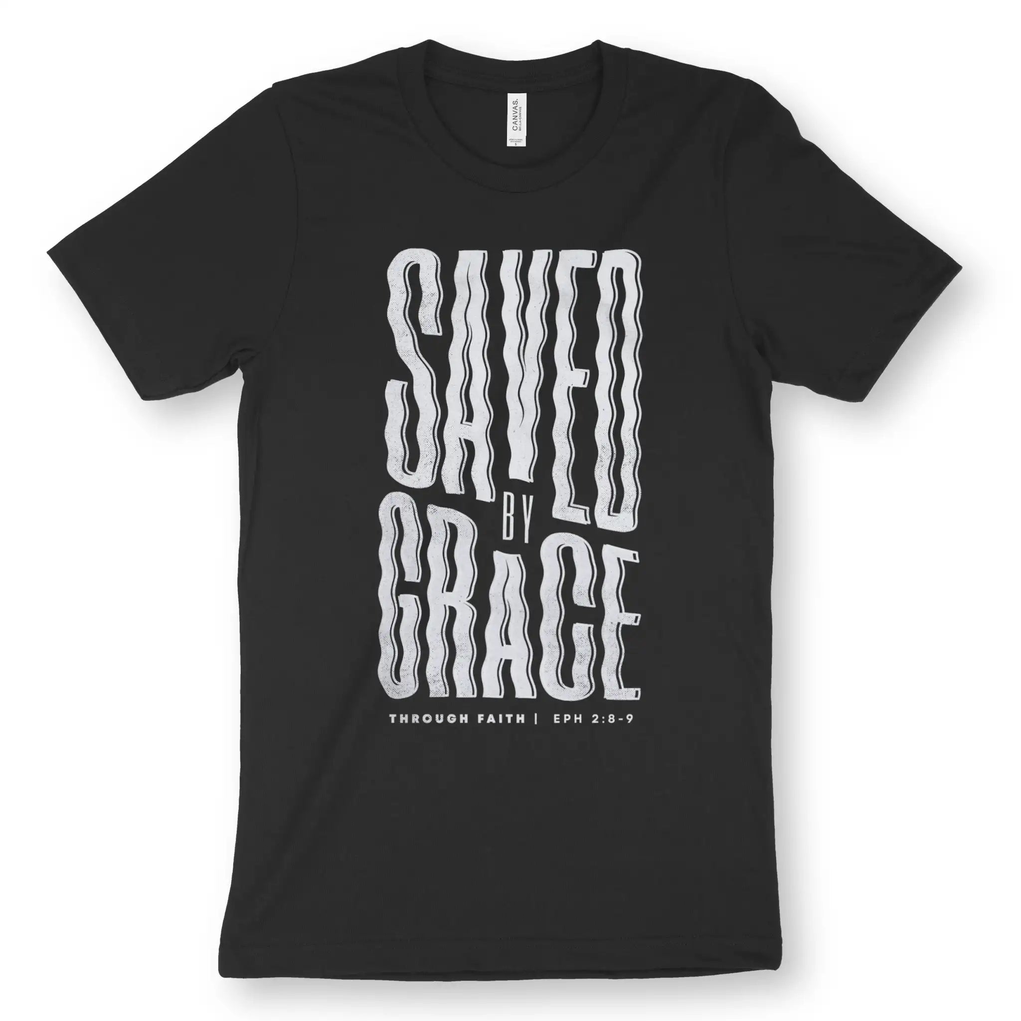 Saved By Grace (Wavy) – Unisex Christian T-Shirt designed by 3rd Day Christian Clothing.