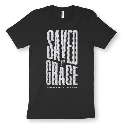 Saved By Grace (Wavy) | Premium Unisex Christian T-Shirt designed by 3rd Day Christian Clothing.