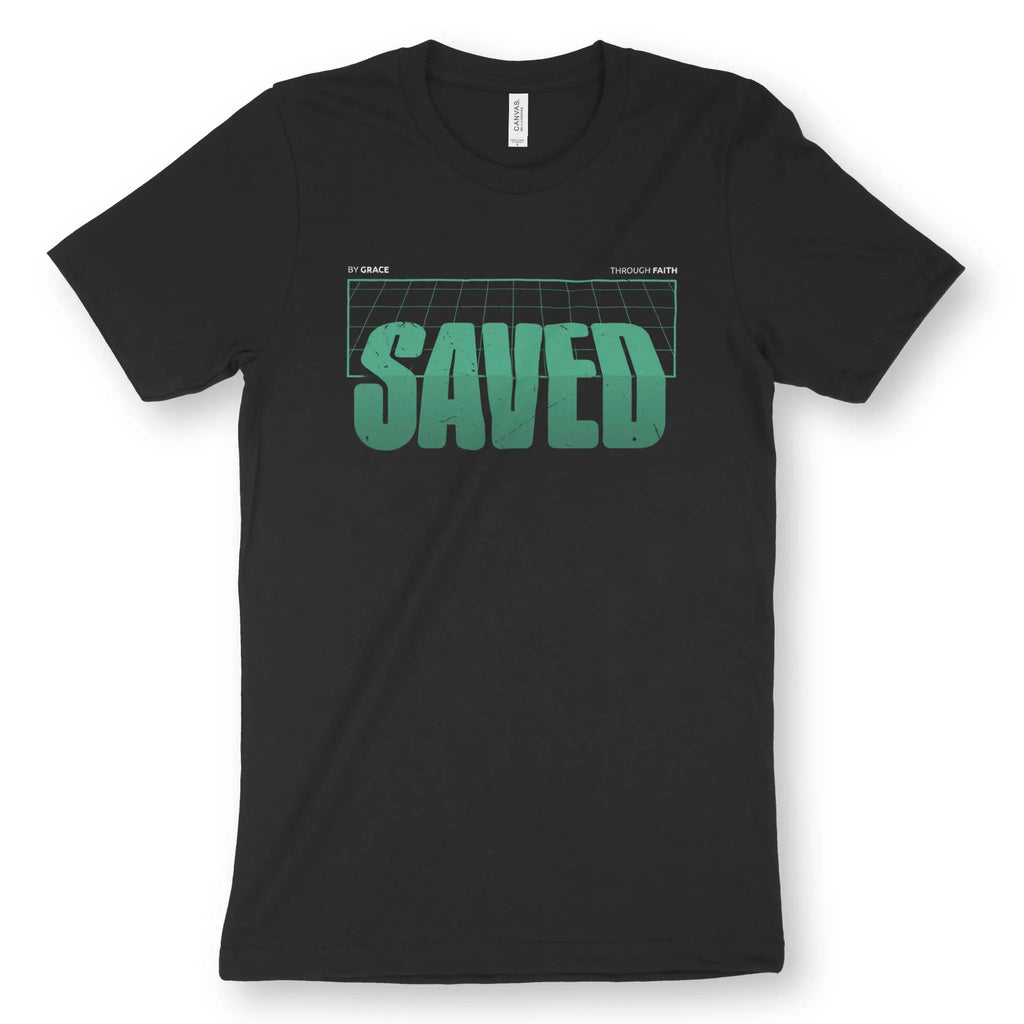 Saved (3D Corner) – Unisex Christian T-Shirt designed by 3rd Day Christian Clothing.