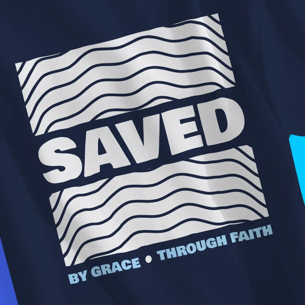 Saved (By Grace Through Faith) – Unisex Christian T-Shirt designed by 3rd Day Christian Clothing.