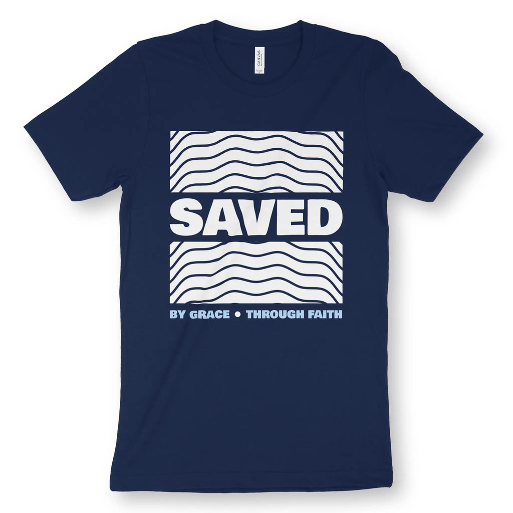 Saved (By Grace Through Faith) – Unisex Christian T-Shirt designed by 3rd Day Christian Clothing.