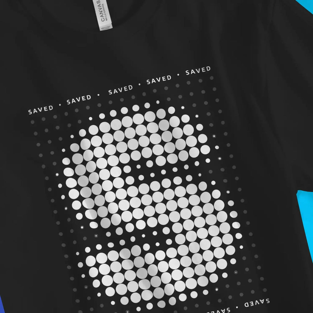 Saved (Halftone) – Unisex Christian T-Shirt designed by 3rd Day Christian Clothing.