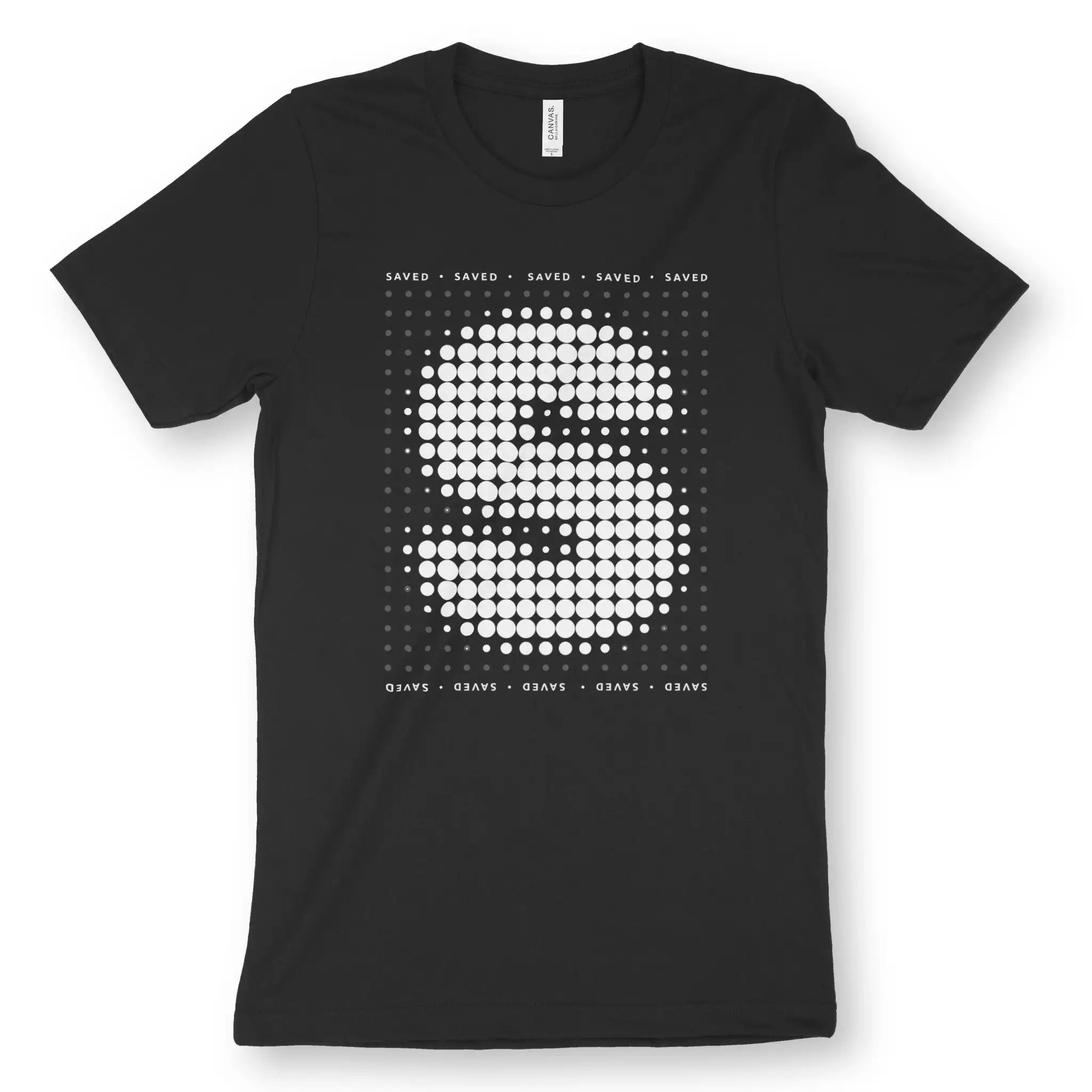 Saved (Halftone) – Unisex Christian T-Shirt designed by 3rd Day Christian Clothing.