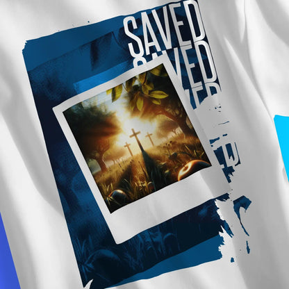 Saved (Photographic) 2.0 | Premium Unisex Christian T-Shirt designed by 3rd Day Christian Clothing.