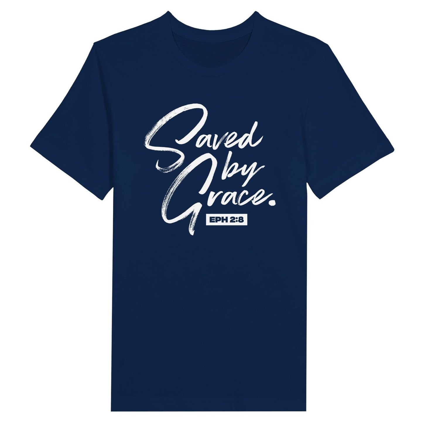 An image of Saved by Grace (Eph 2:8) | Premium Unisex Christian T-shirt available at 3rd Day Christian Clothing UK
