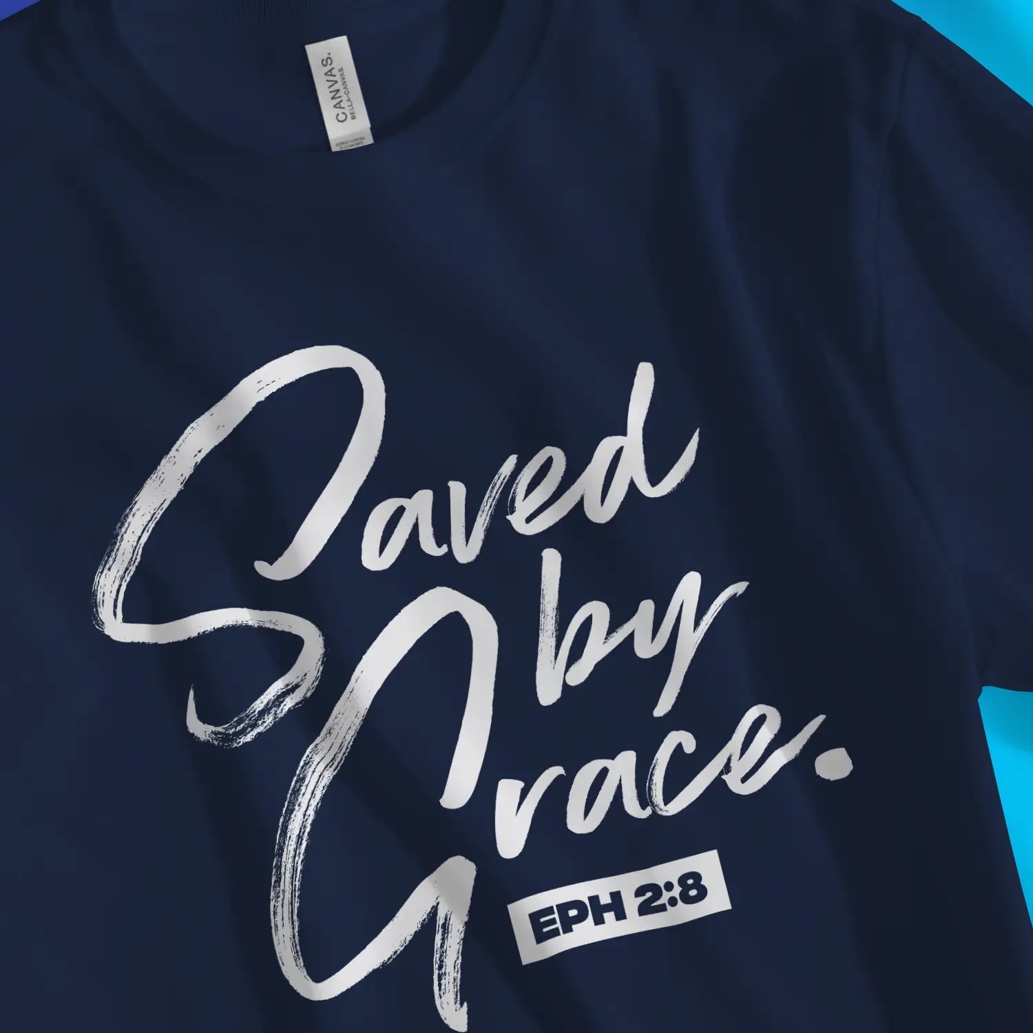 Saved by Grace (Eph 2:8) – Unisex Christian T-Shirt designed by 3rd Day Christian Clothing.