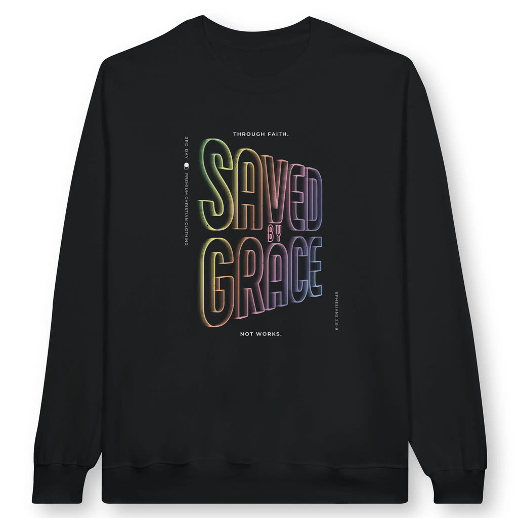 Saved by Grace (Neon Echo) 2.0 – Unisex Christian Sweatshirt designed by 3rd Day Christian Clothing.
