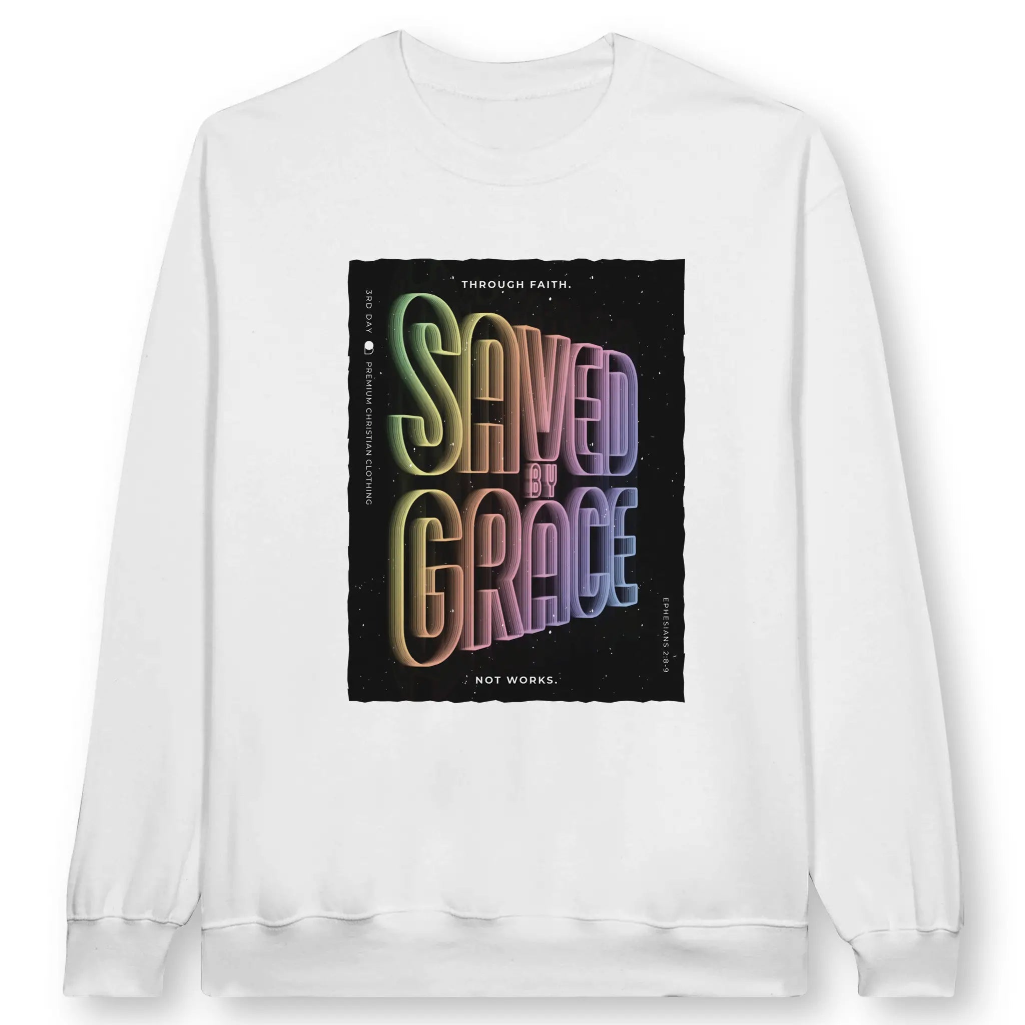 Saved by Grace (Neon Echo) – Unisex Christian Sweatshirt designed by 3rd Day Christian Clothing.