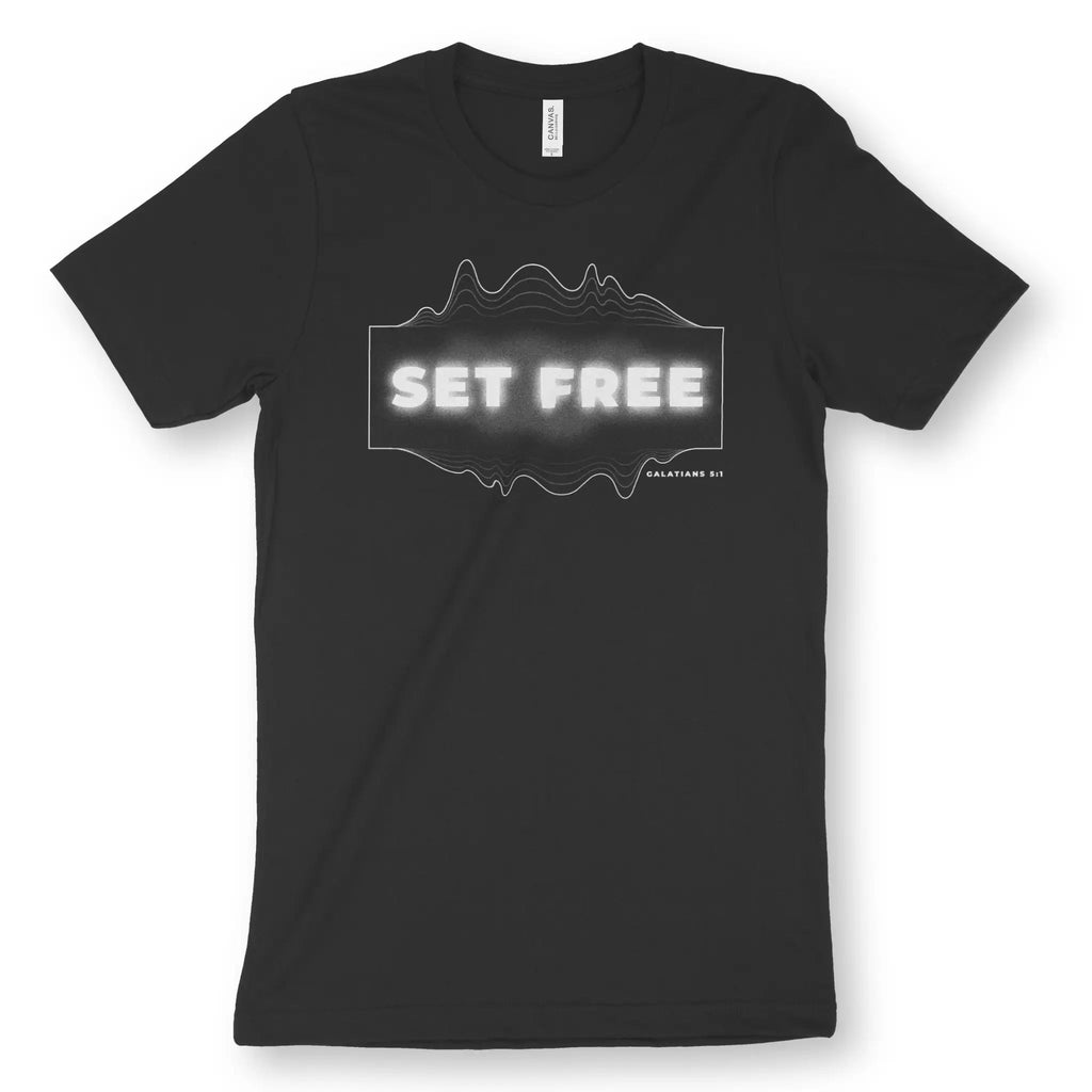 Set Free (Galatians 5:1) – Unisex Christian T-Shirt designed by 3rd Day Christian Clothing.