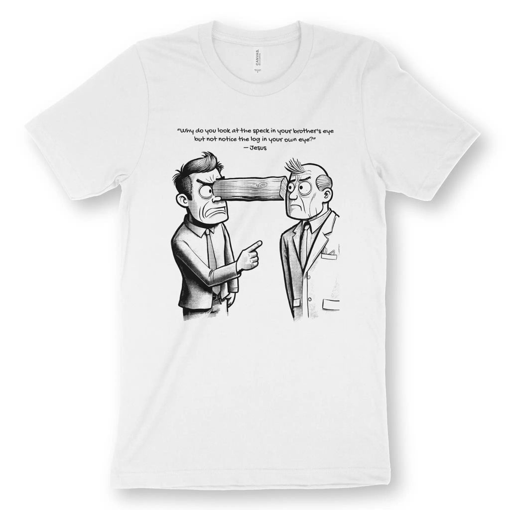 Speck & Log Parable – Unisex Christian T-Shirt designed by 3rd Day Christian Clothing.