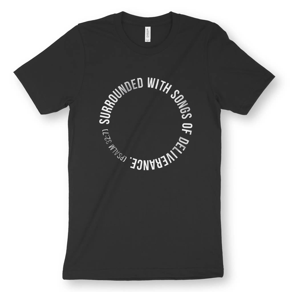 Surrounded (Psalm 32:7) – Unisex Christian T-Shirt designed by 3rd Day Christian Clothing.