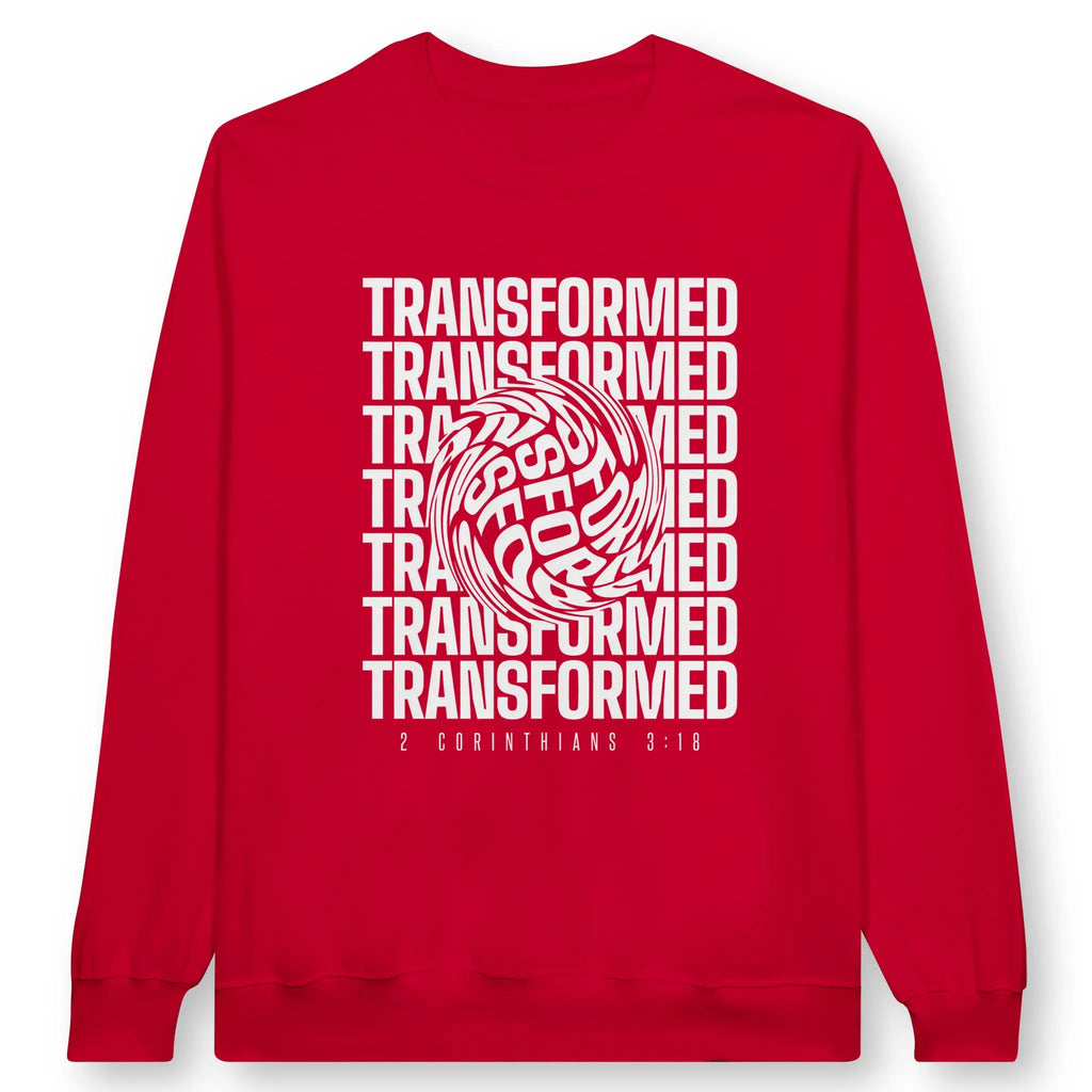 TRANSFORMED (2 Cor 3:18) – Unisex Christian Sweatshirt designed by 3rd Day Christian Clothing.