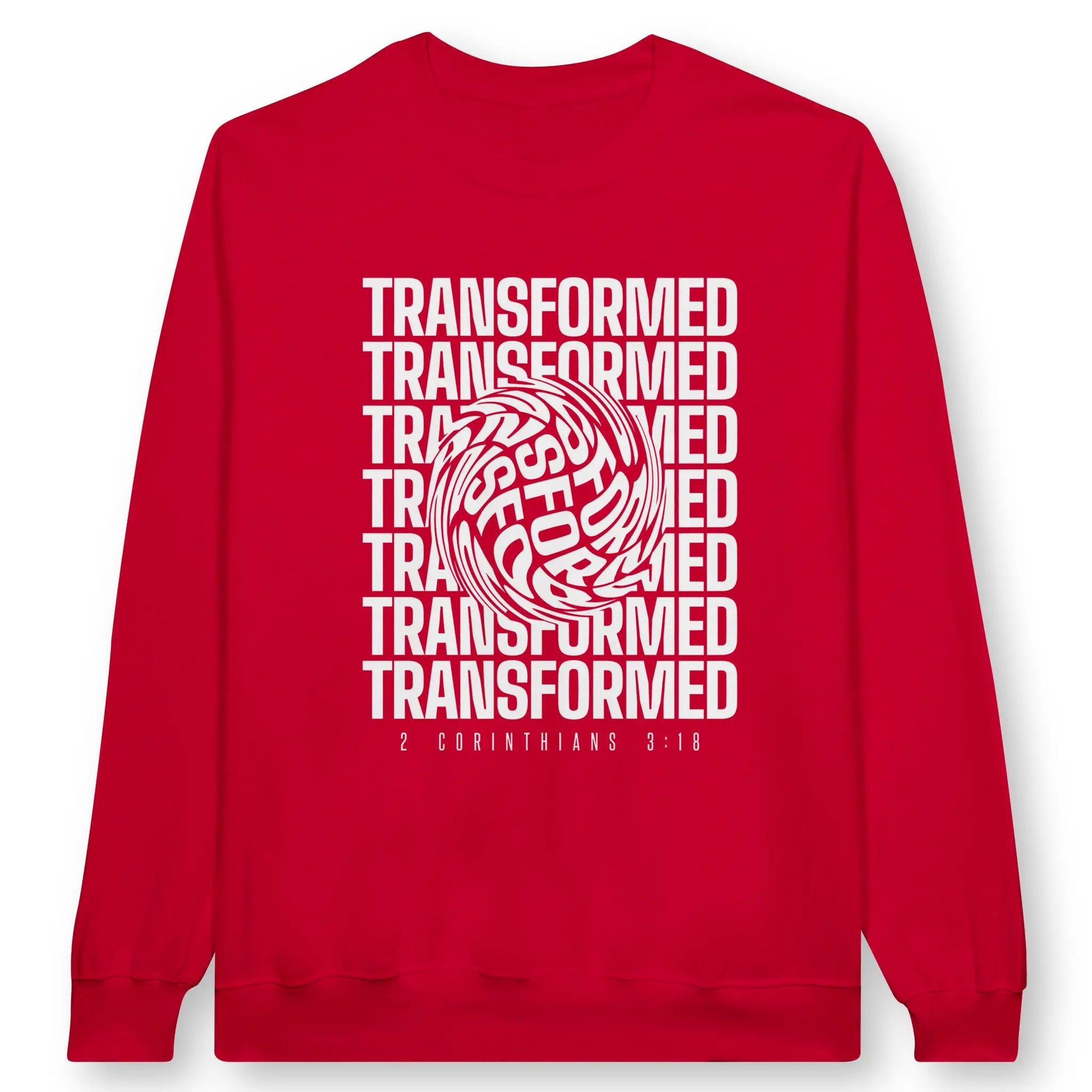 TRANSFORMED (2 Cor 3:18) – Unisex Christian Sweatshirt designed by 3rd Day Christian Clothing.