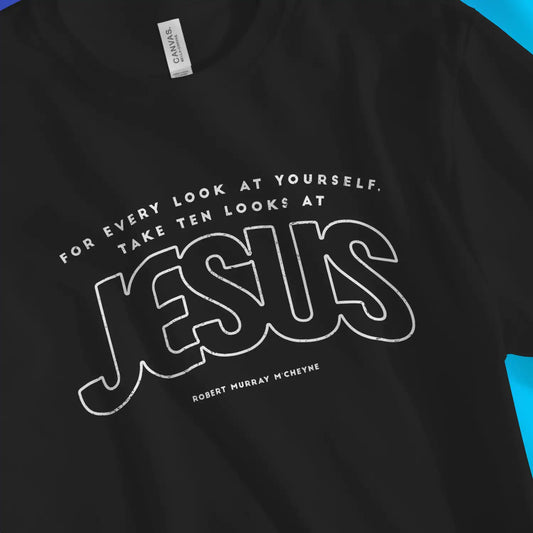 Take Ten Looks | Premium Unisex Christian T-Shirt, laid flat, designed by 3rd Day Christian Clothing UK