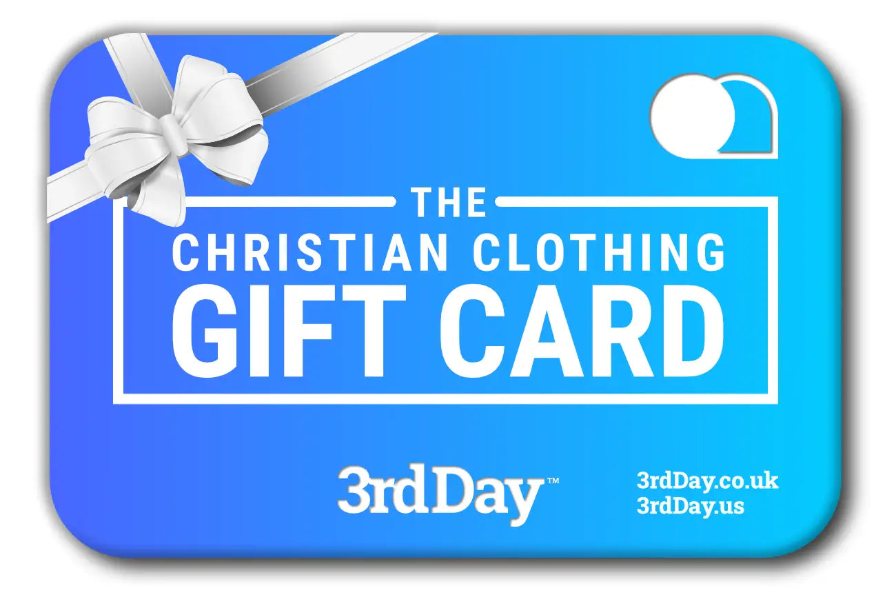 The Christian Clothing Gift Card, laid flat, designed by 3rd Day Christian Clothing UK