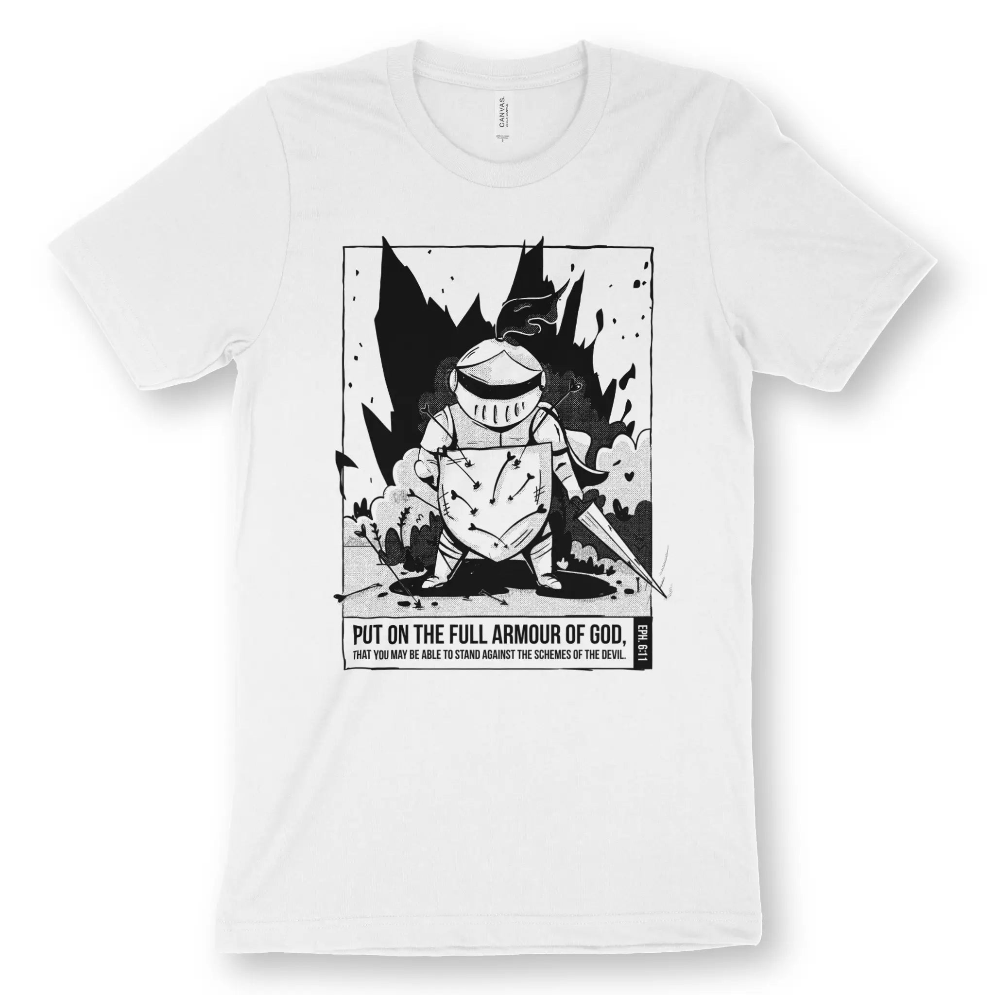 The Full Armour of God (Ephesians 6) – Unisex Christian T-Shirt designed by 3rd Day Christian Clothing.