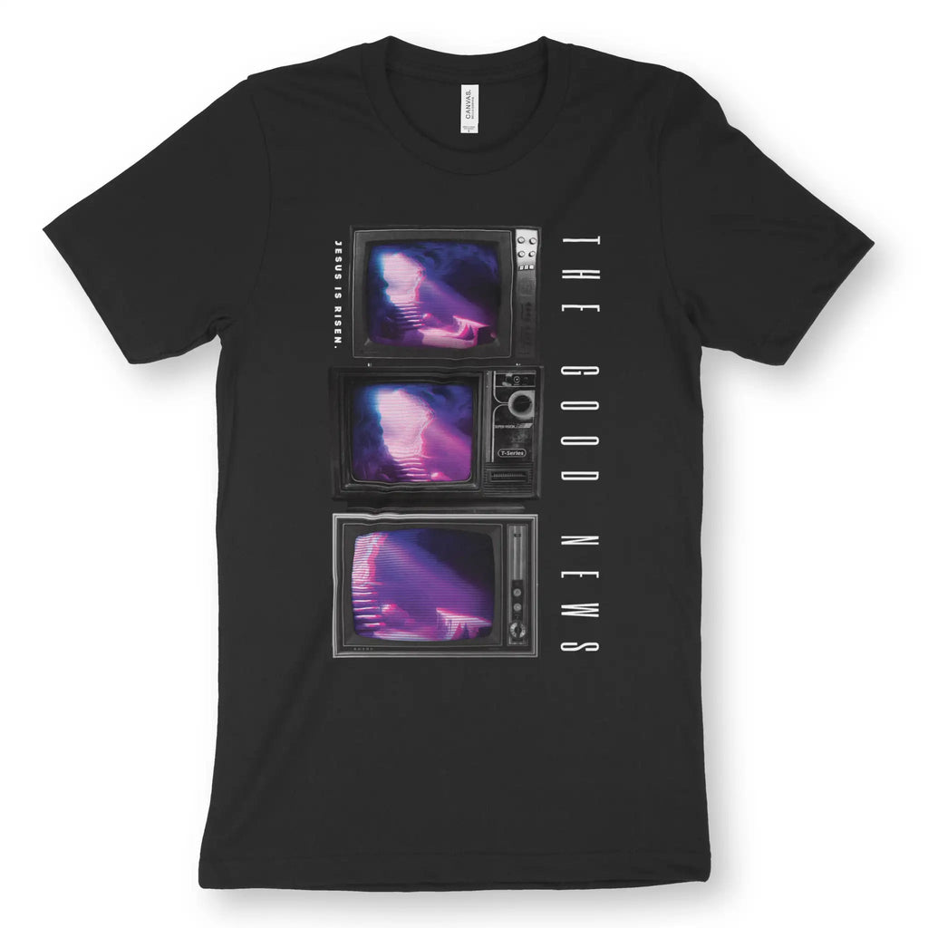 The Good News TVs – Unisex Christian T-Shirt designed by 3rd Day Christian Clothing.