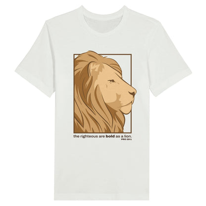 An image of The Righteous Are Bold As A Lion 2.0 | Premium Unisex Christian T-shirt available at 3rd Day Christian Clothing UK