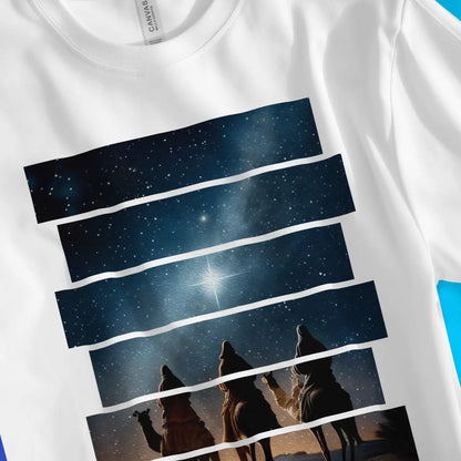 The Star of Bethlehem | Premium Unisex Christian T-Shirt, laid flat, designed by 3rd Day Christian Clothing UK