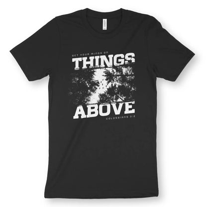 Things Above (Birds) | Premium Unisex Christian T-Shirt, laid flat, designed by 3rd Day Christian Clothing UK