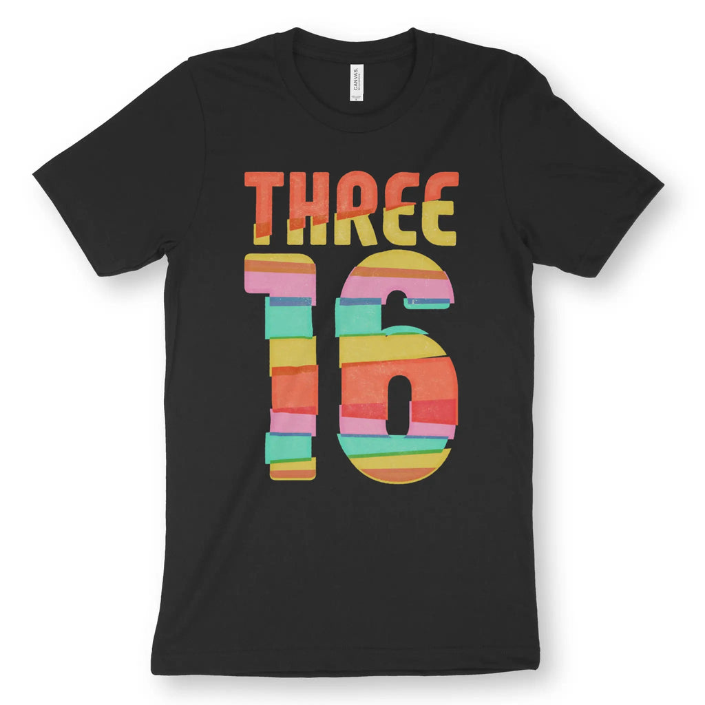 Three 16 – Unisex Christian T-Shirt designed by 3rd Day Christian Clothing.