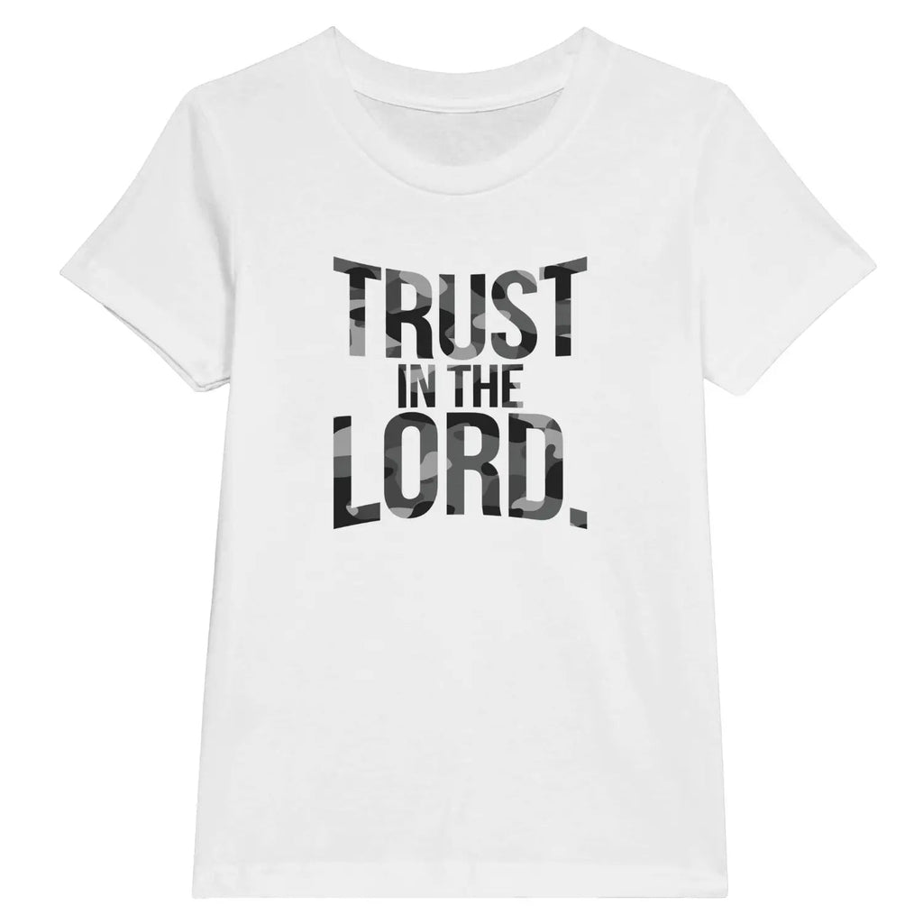 Trust In The Lord (Camo) – Kids' Christian T-Shirt designed by 3rd Day Christian Clothing.