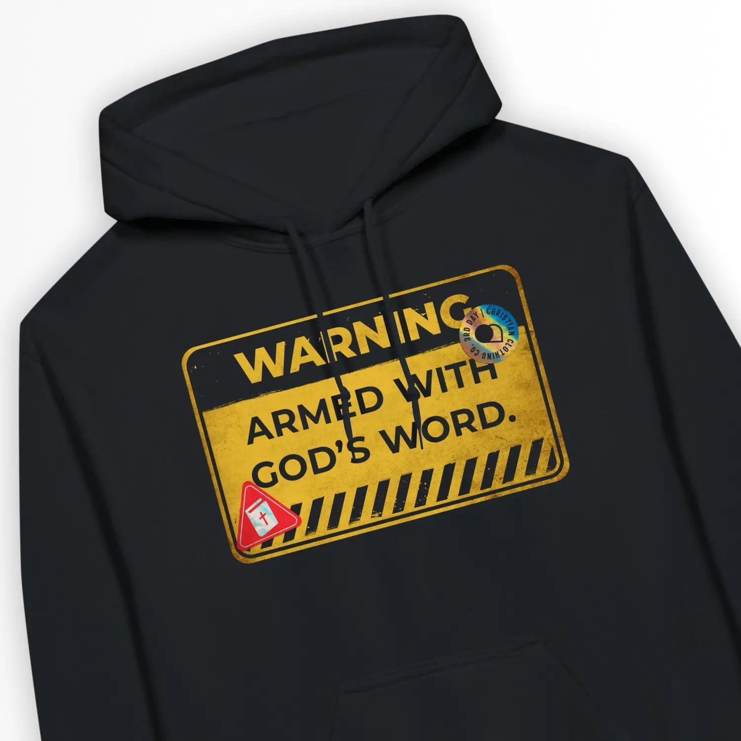 WARNING: Armed With God's Word – Unisex Christian Hoodie designed by 3rd Day Christian Clothing.