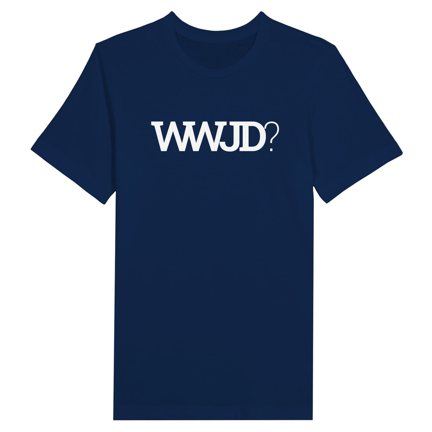 An image of WWJD? (What Would Jesus Do?) | Premium Unisex Christian T-shirt available at 3rd Day Christian Clothing UK