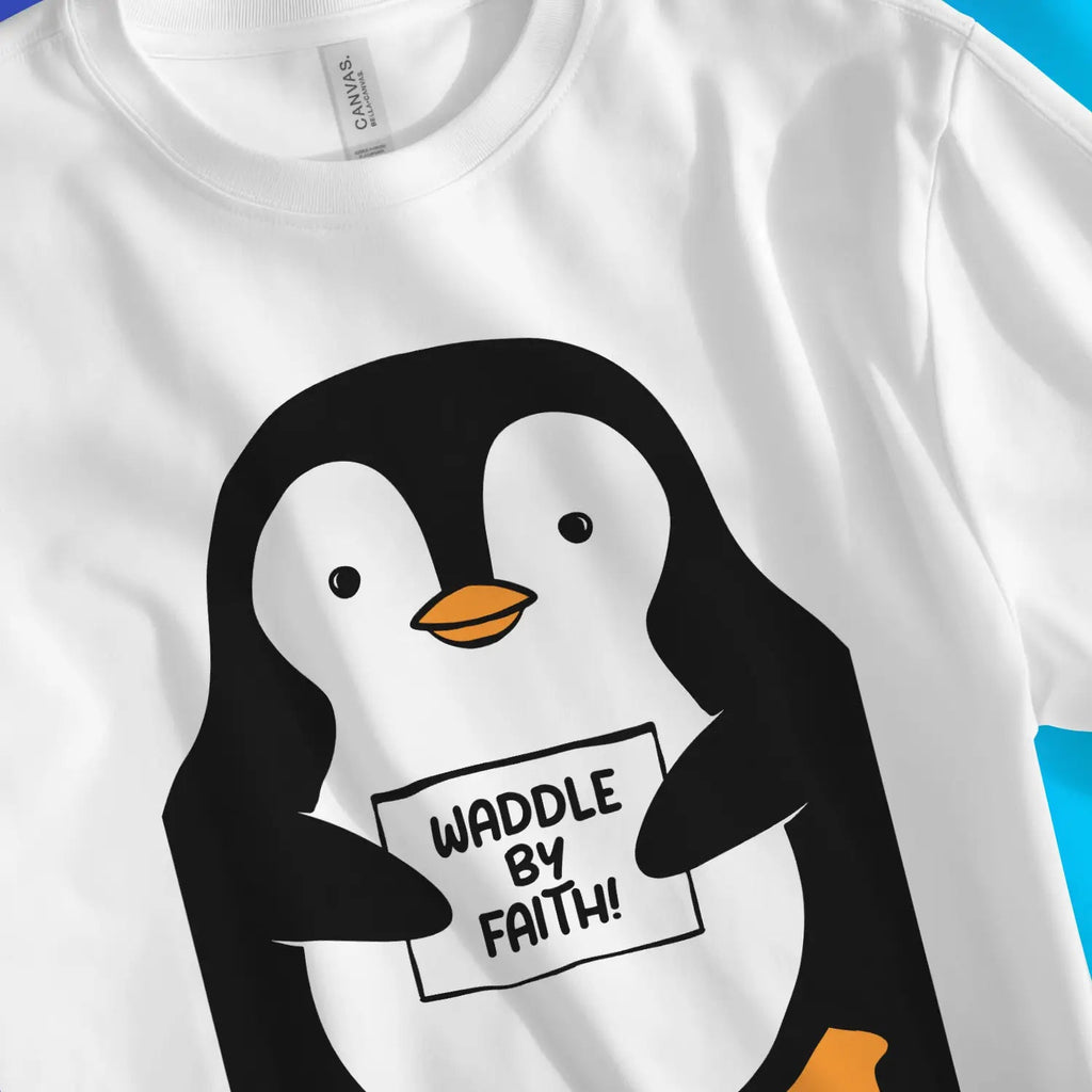 Waddle By Faith (Penguin) – Unisex Christian T-Shirt designed by 3rd Day Christian Clothing.