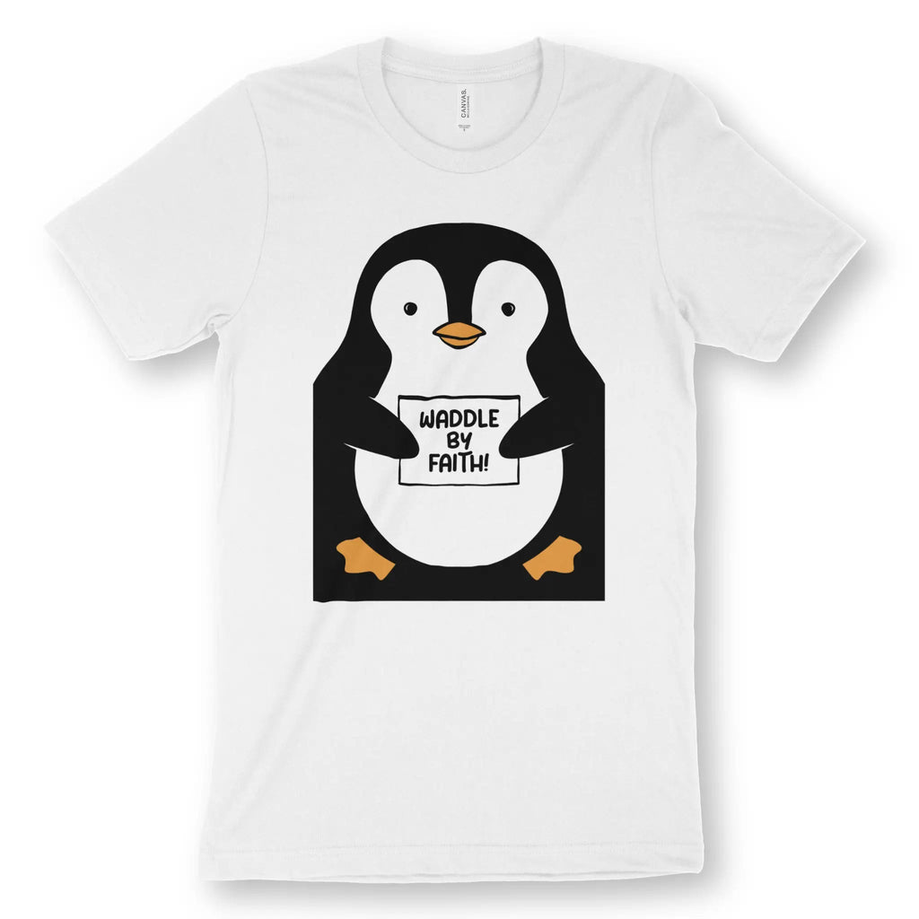 Waddle By Faith (Penguin) – Unisex Christian T-Shirt designed by 3rd Day Christian Clothing.